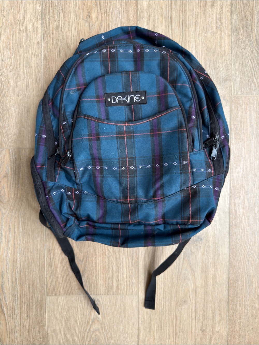 Dakine Blue Plaid Backpack School Travel Laptop Book Bag Multi Pocket Unisex